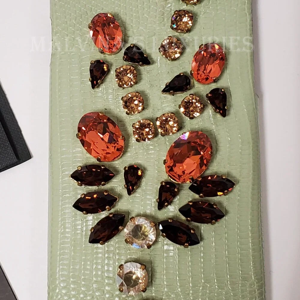 DOLCE & GABBANA PHONE CASE iPHONE COVER CRYSTAL EMBELLISHED LEATHER
